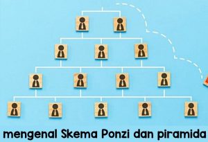 Skema Ponzi digambarkan sebagai piramida dengan satu orang di puncak, beberapa orang di bawahnya, dan seterusnya, dengan orang-orang di puncak mendapatkan keuntungan dari orang-orang di bawahnya.