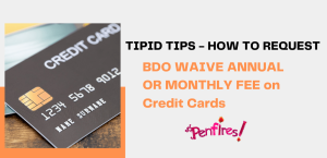A blog post titled 'How to Request BDO Waive Annual or Monthly Fee on Credit Cards' with a picture of a credit card.