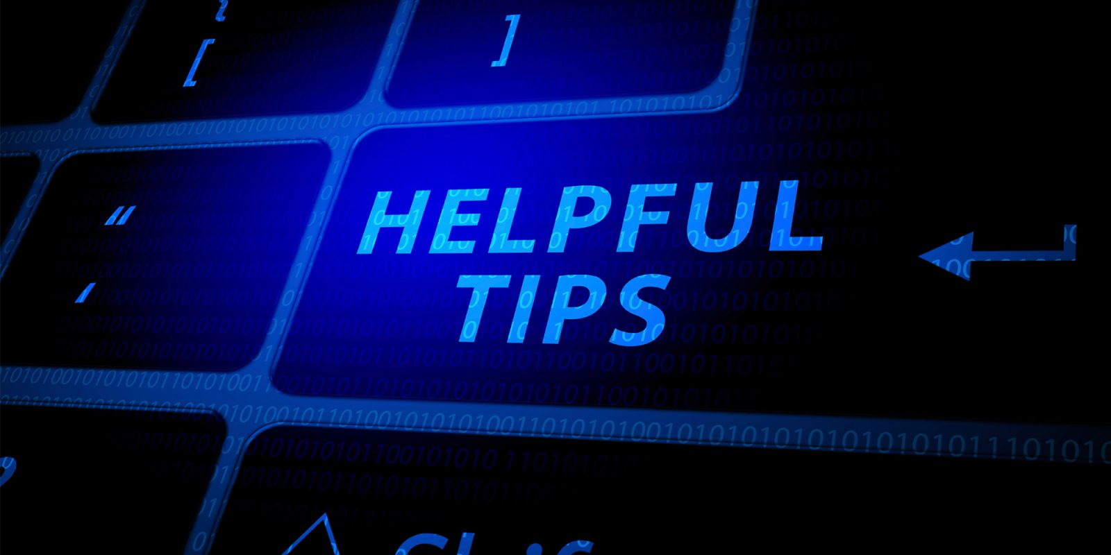 A blue keyboard with the words 'Helpful Tips' on the enter key.